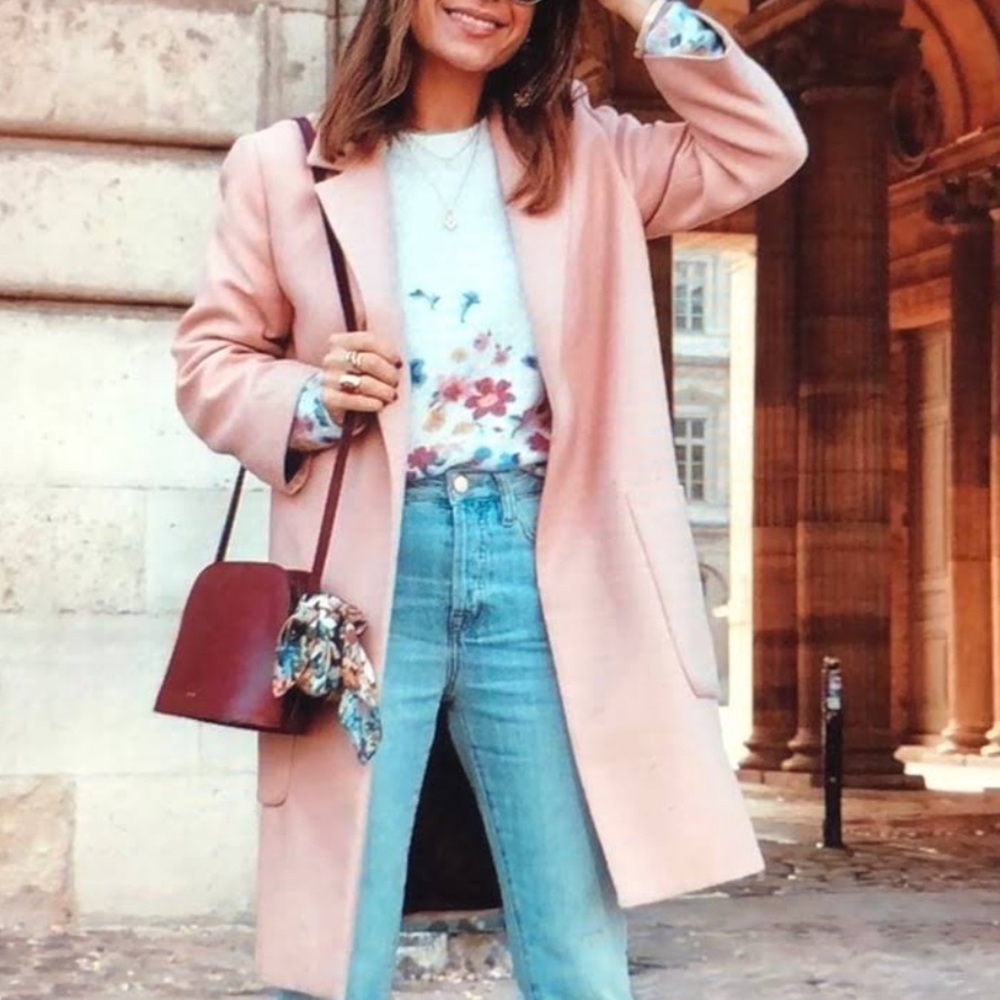 Zara Blush Pink Straight Pocket Coat Jacket - Picture 2 of 4
